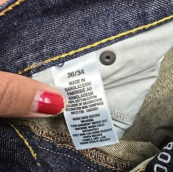 Aeropostale slim boot blue and yellow distressed mens jeans size 36X34 - Picture 9 of 12